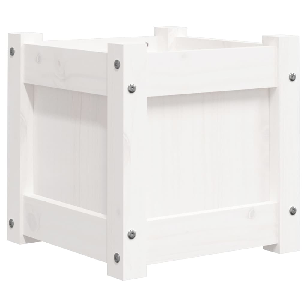 Plantekasser 2 stk hvit heltre furu