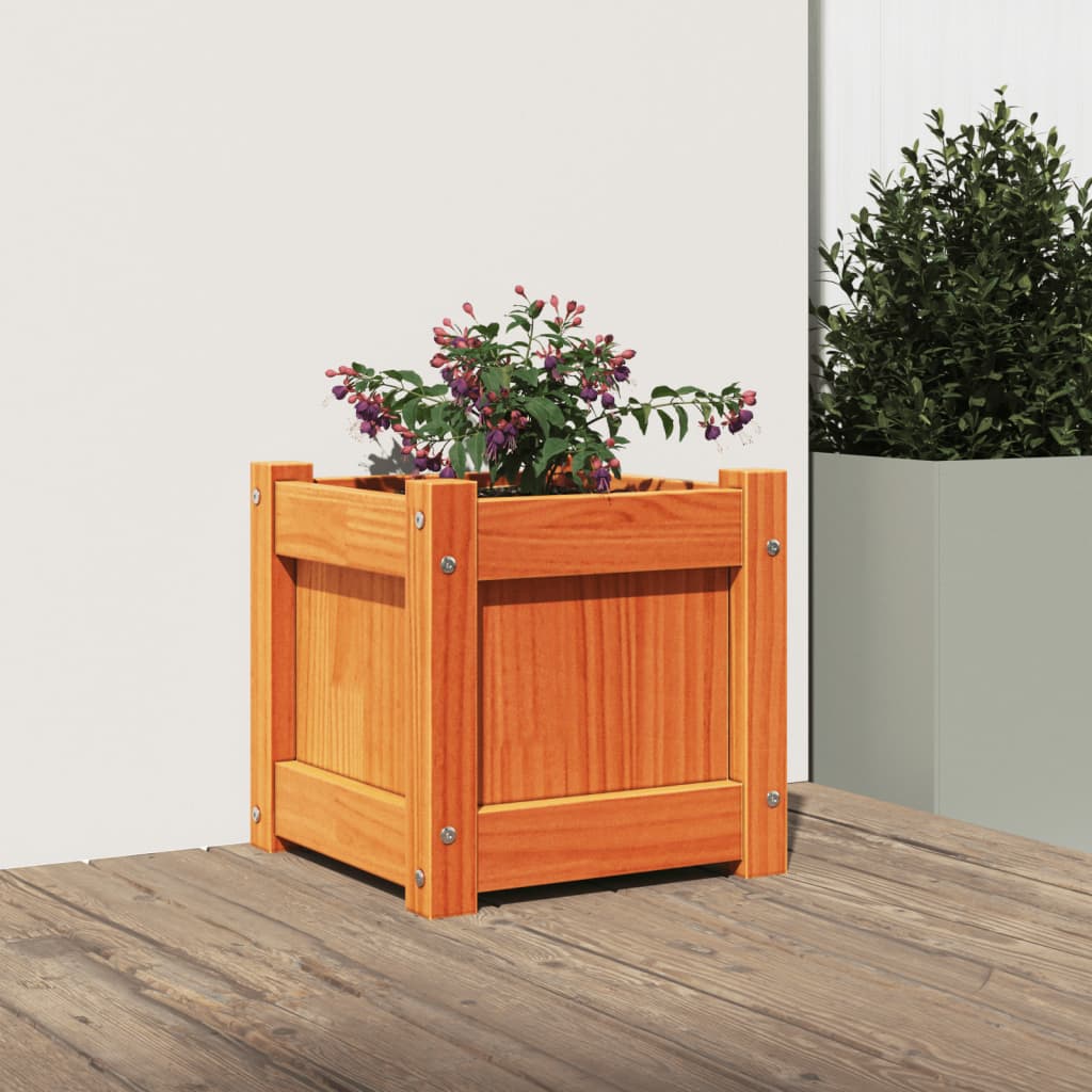 Hageplantekasse voksbrun 31x31x31 cm heltre furu