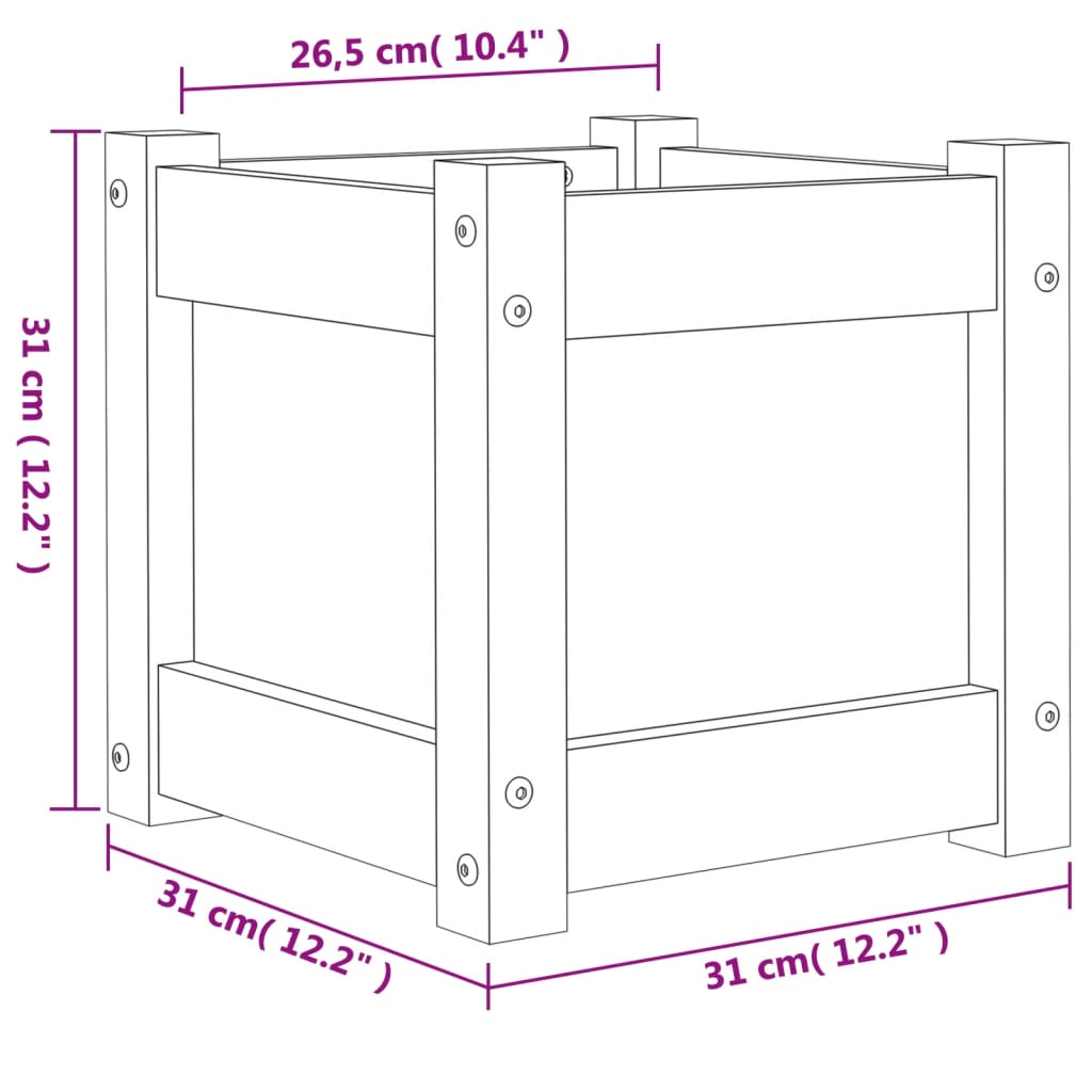Hageplantekasse voksbrun 31x31x31 cm heltre furu