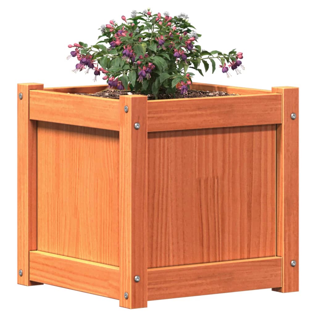 Hageplantekasse voksbrun 40x40x40 cm heltre furu