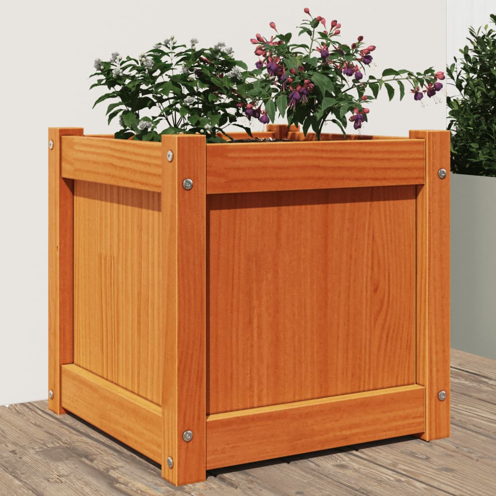 Hageplantekasse voksbrun 40x40x40 cm heltre furu