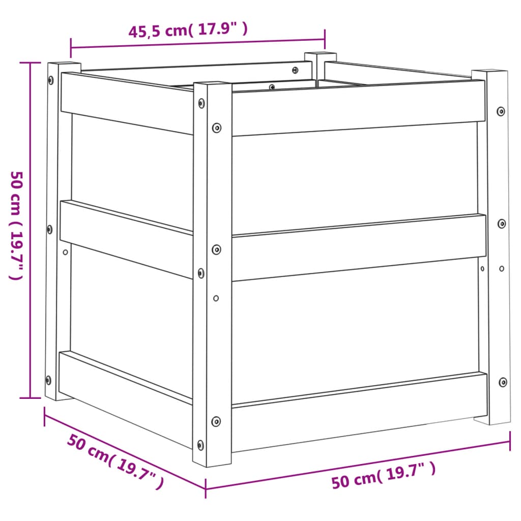 Hageplantekasse voksbrun 50x50x50 cm heltre furu