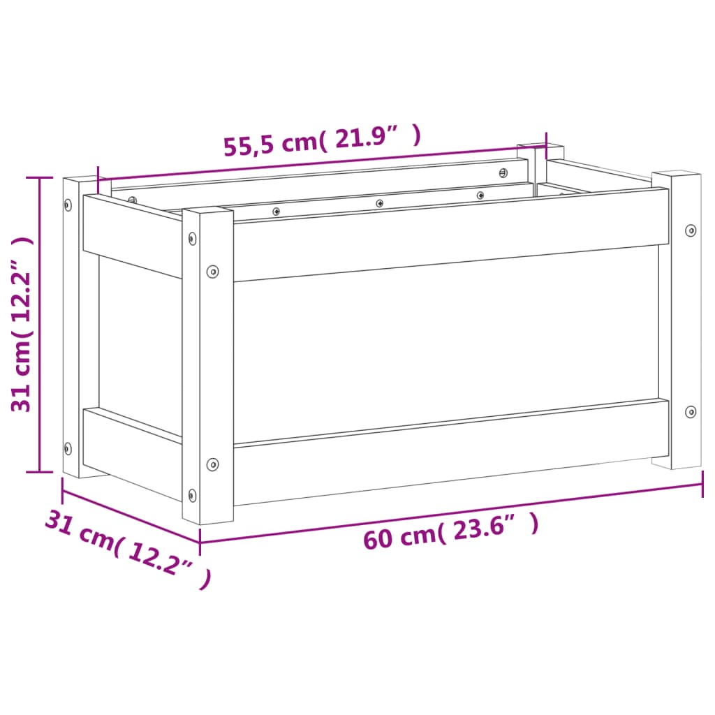 Hageplantekasse voksbrun 60x31x31 cm heltre furu