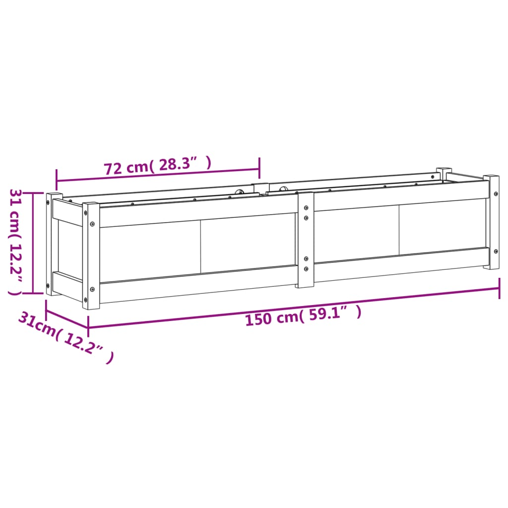 Hageplantekasse 150x31x31 cm heltre douglasgran