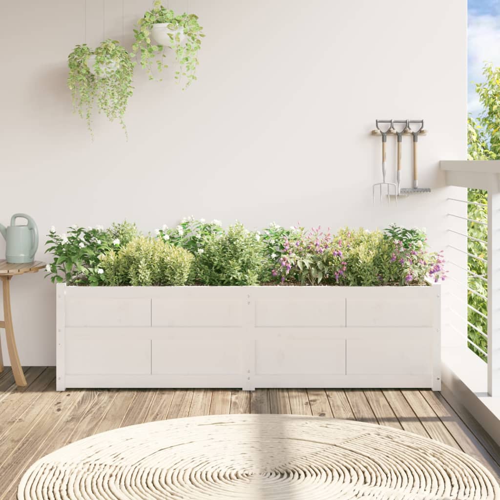 Hageplantekasse hvit 180x50x50 cm heltre furu