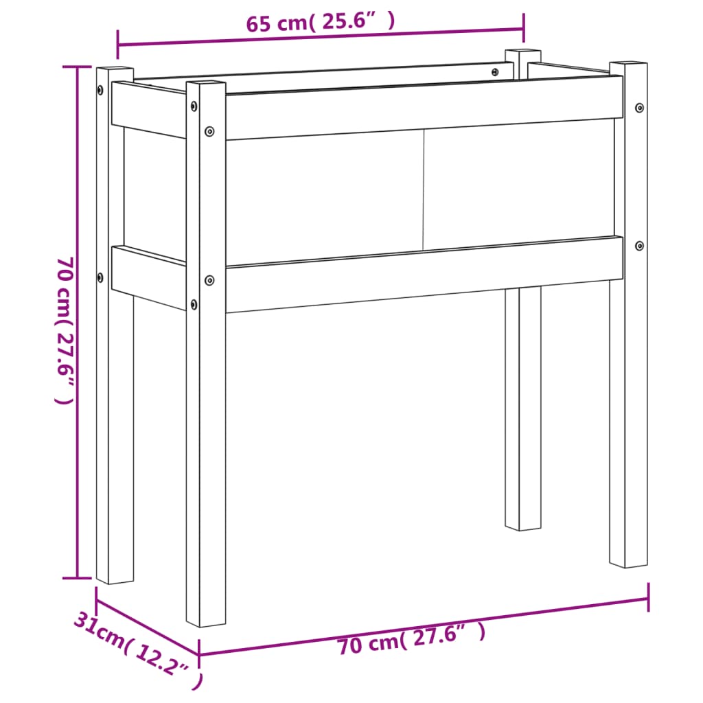 Hageplantekasse med ben 70x31x70 cm heltre douglasgran