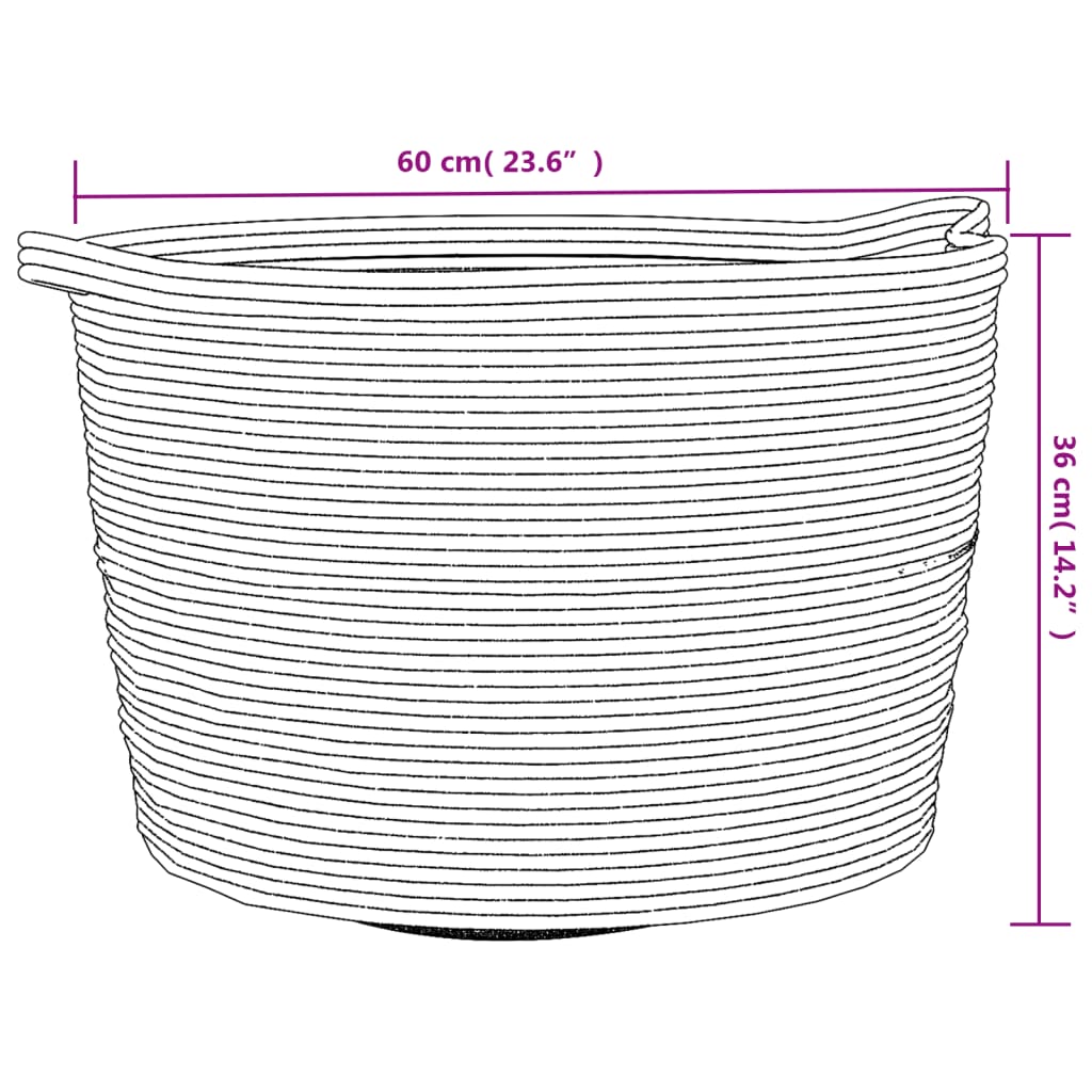 Skittentøyskurv grå og hvit Ø60x36 cm bomull