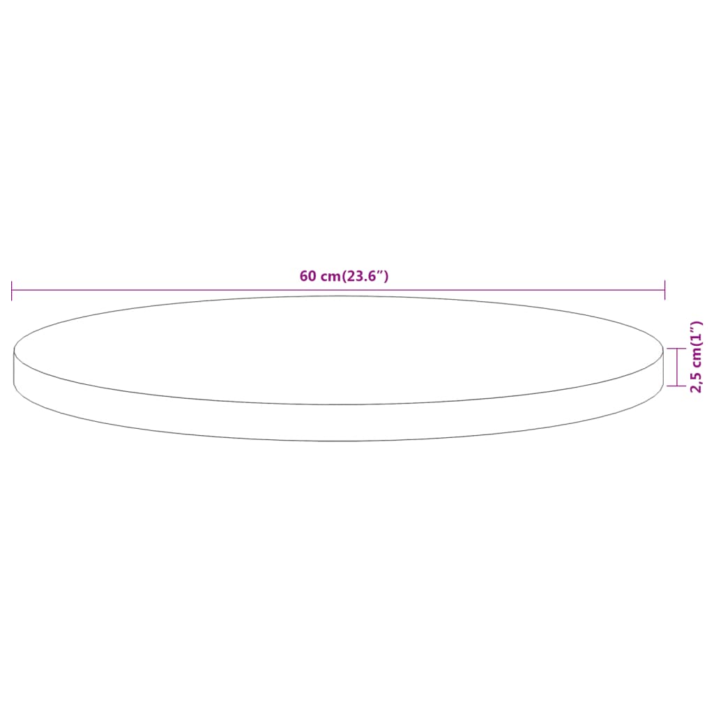Bordplate Ø60x2,5 cm rund heltre akasie
