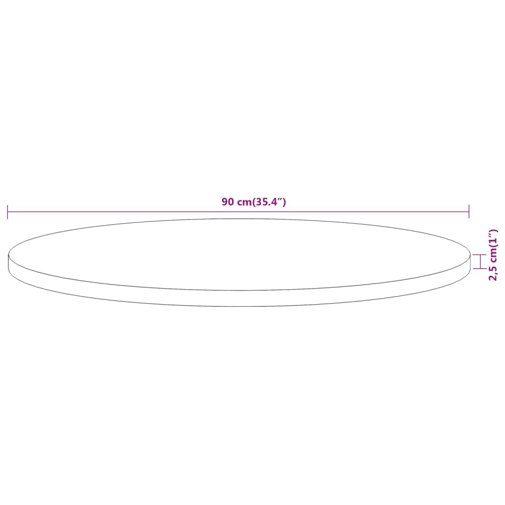 Bordplate Ø90x2,5 cm rund heltre akasie