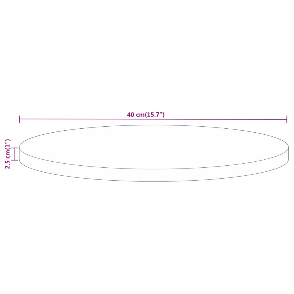 Bordplate Ø 40x2,5 cm rund heltre mango