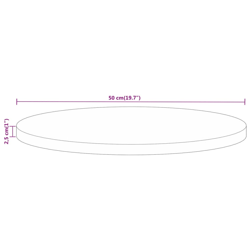 Bordplate Ø 50x2,5 cm rund heltre mango