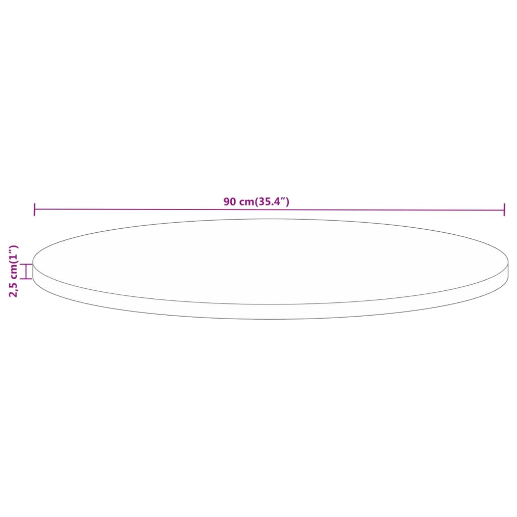Bordplate Ø 90x2,5 cm rund heltre mango