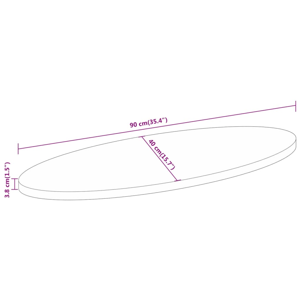 Bordplate 90x40x3,8 cm oval heltre mango
