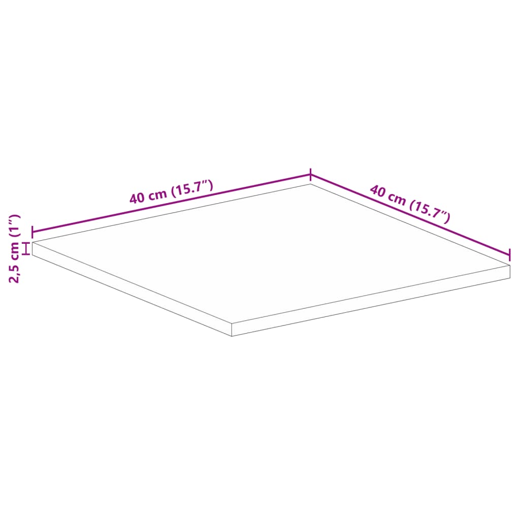 Bordplate 40x40x2,5 cm firkantet heltre bøketre