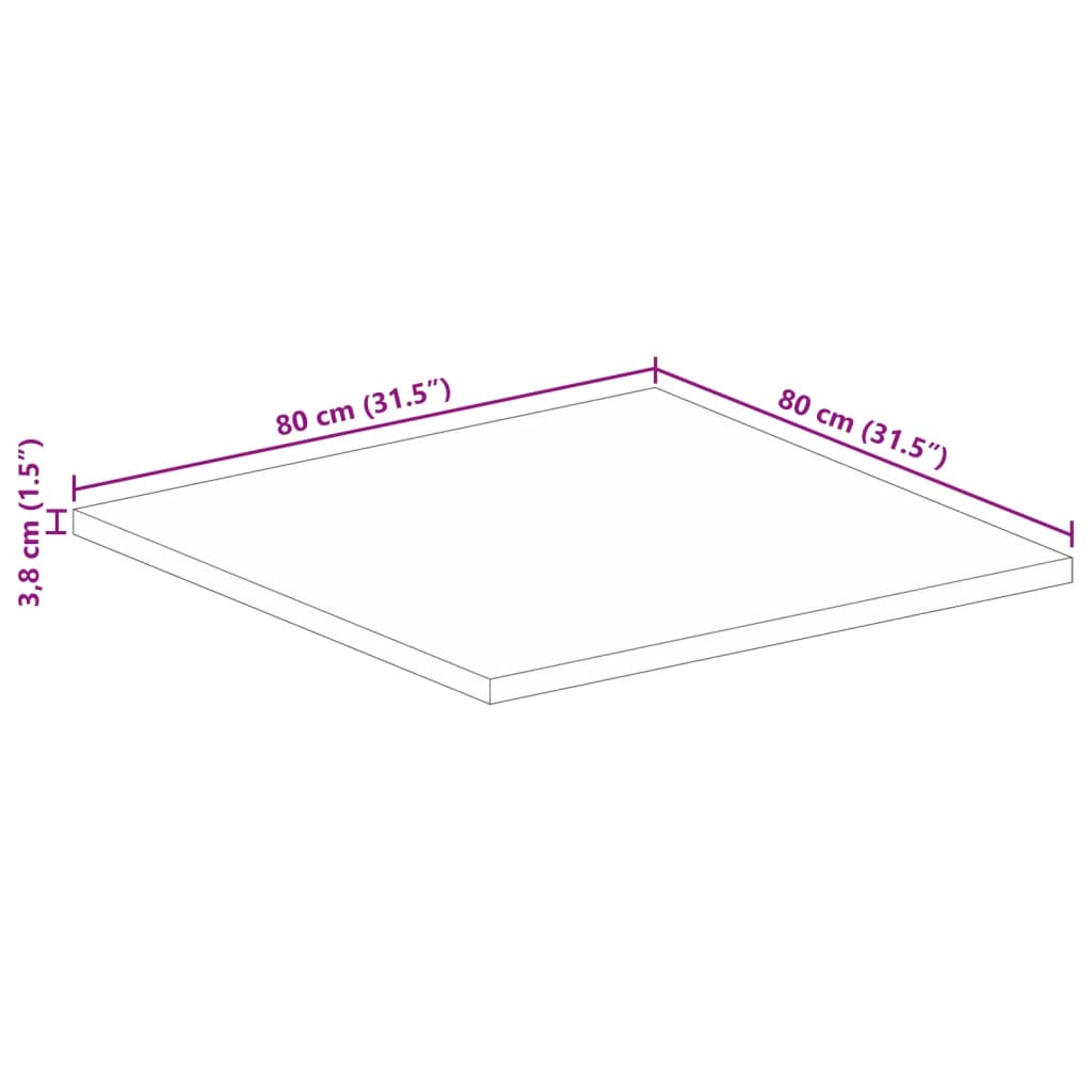 Bordplate 80x80x3,8 cm firkantet heltre bøketre