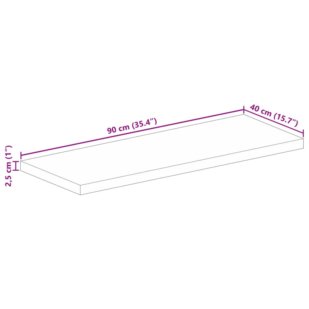 Bordplate 90x40x2,5 cm rektangulær heltre mango