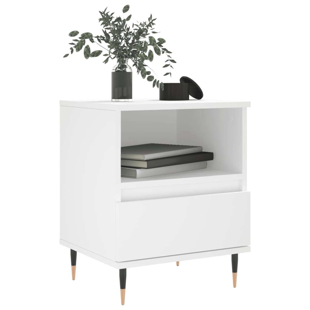 Nattbord 2 stk hvit 40x35x50 cm konstruert tre
