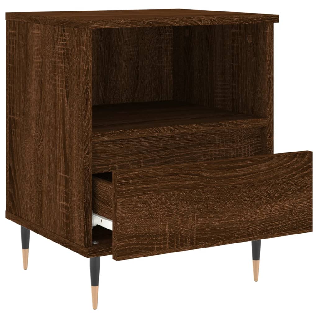 Nattbord 2 stk brun eik 40x35x50 cm konstruert tre