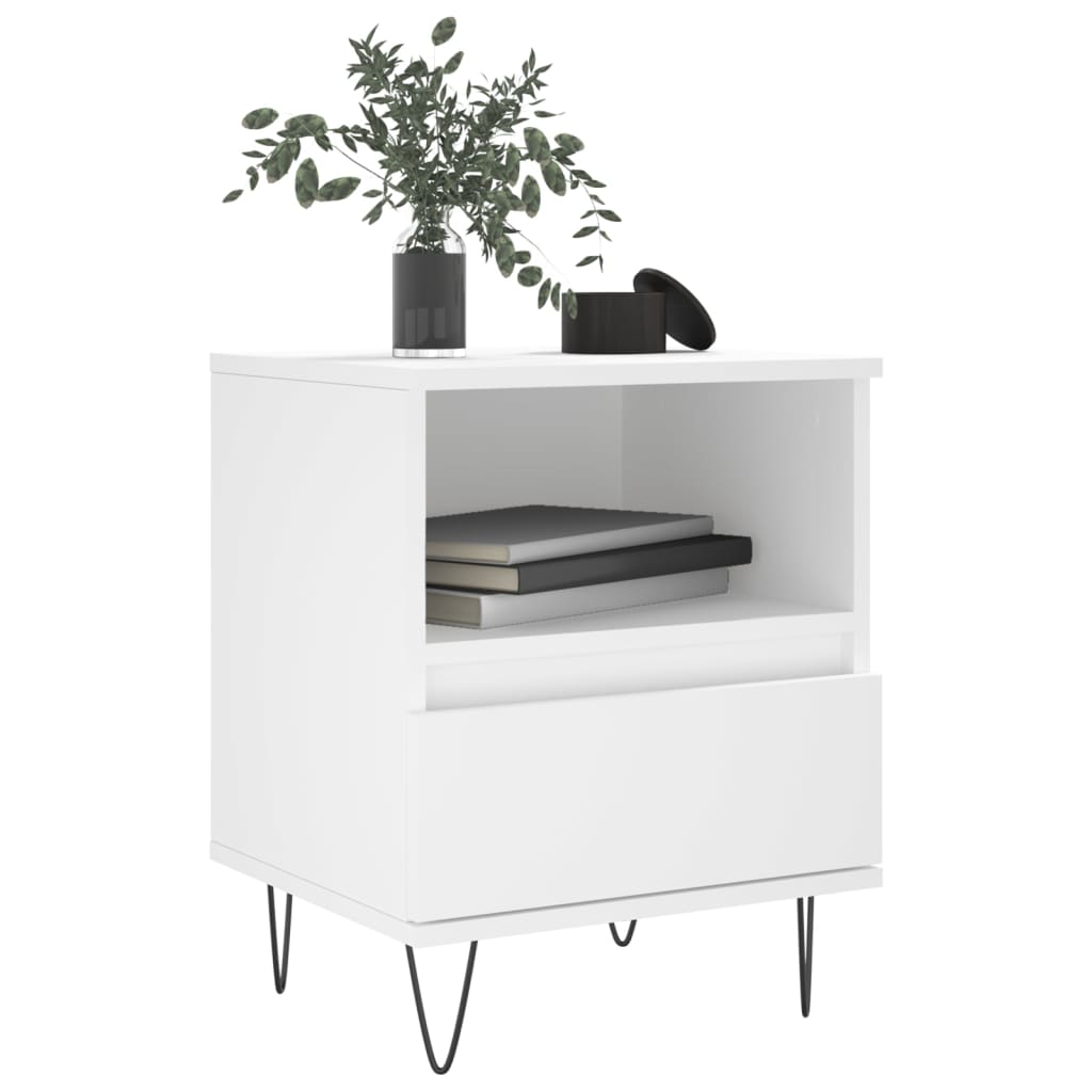 Nattbord 2 stk hvit 40x35x50 cm konstruert tre