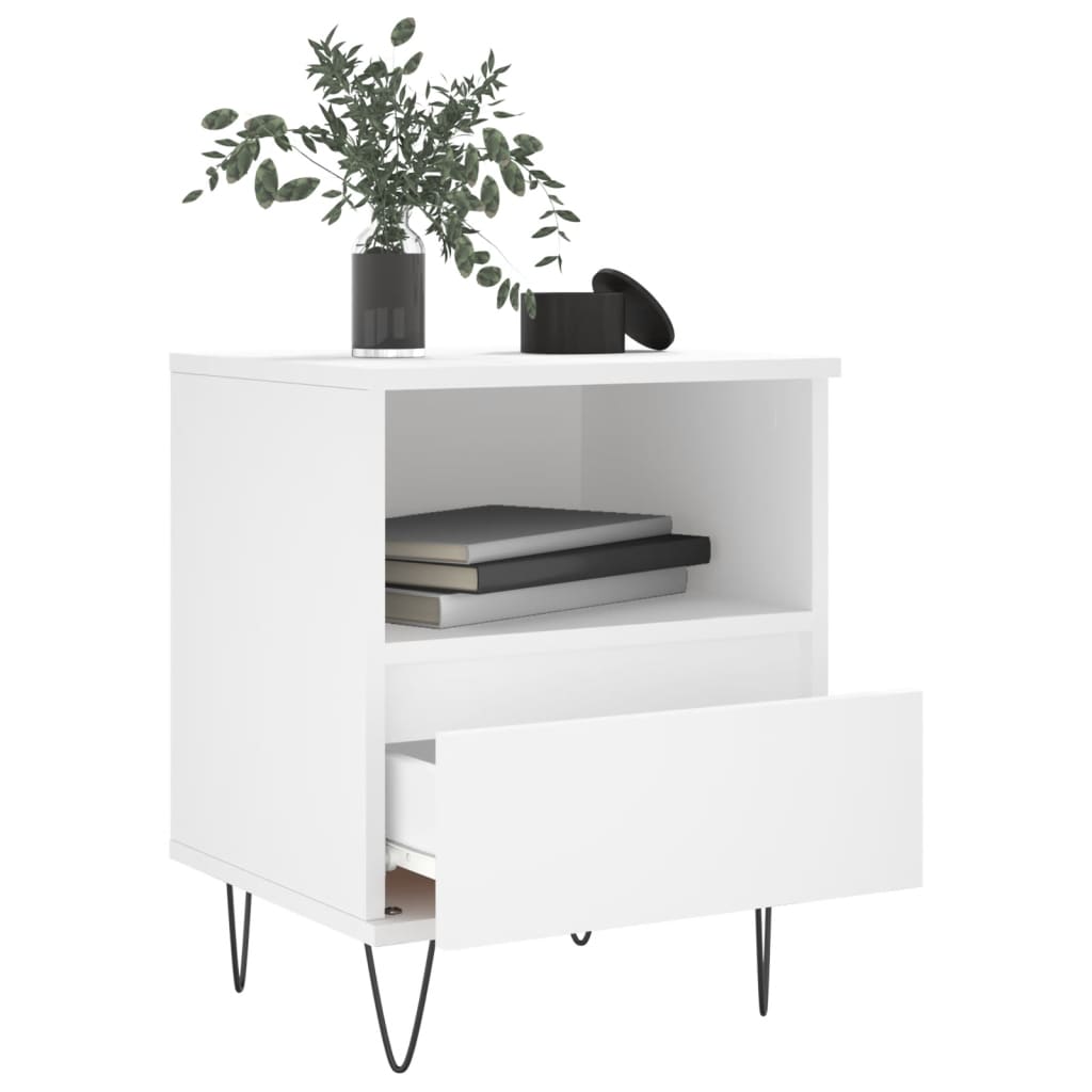 Nattbord 2 stk hvit 40x35x50 cm konstruert tre