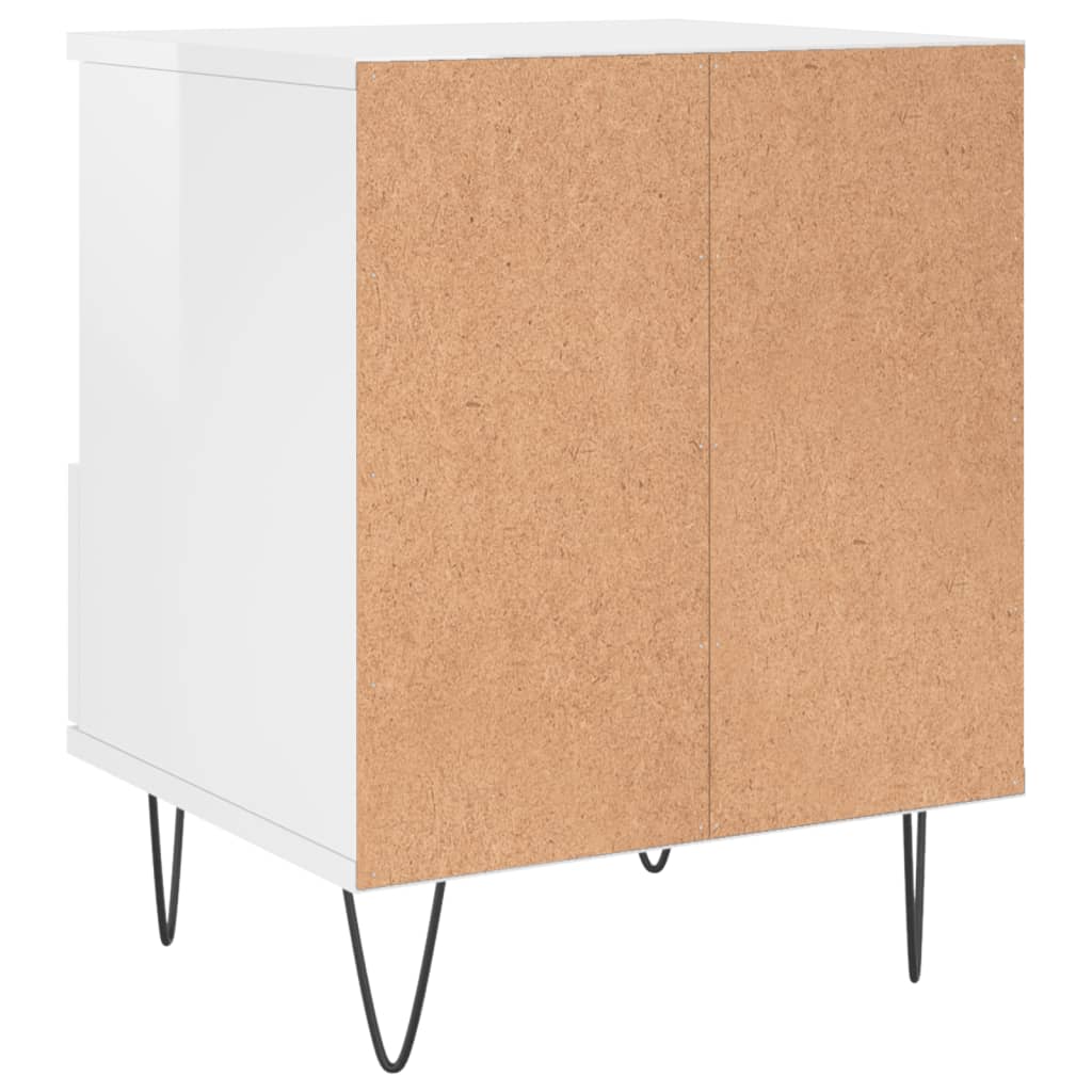 Nattbord 2 stk høyglans hvit 40x35x50 cm konstruert tre