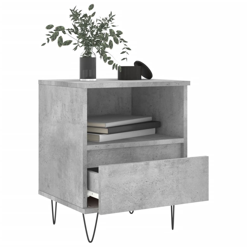 Nattbord 2 stk betonggrå 40x35x50 cm konstruert tre