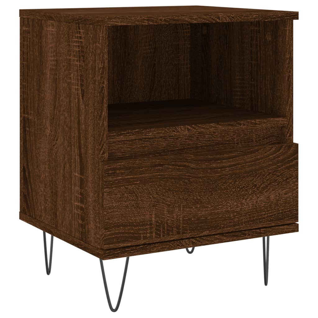 Nattbord 2 stk brun eik 40x35x50 cm konstruert tre