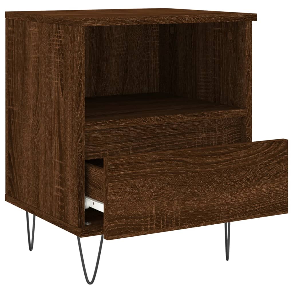 Nattbord 2 stk brun eik 40x35x50 cm konstruert tre