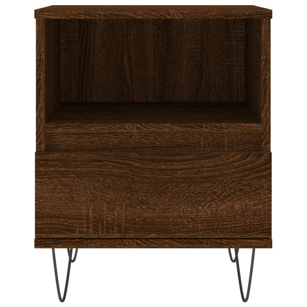 Nattbord 2 stk brun eik 40x35x50 cm konstruert tre