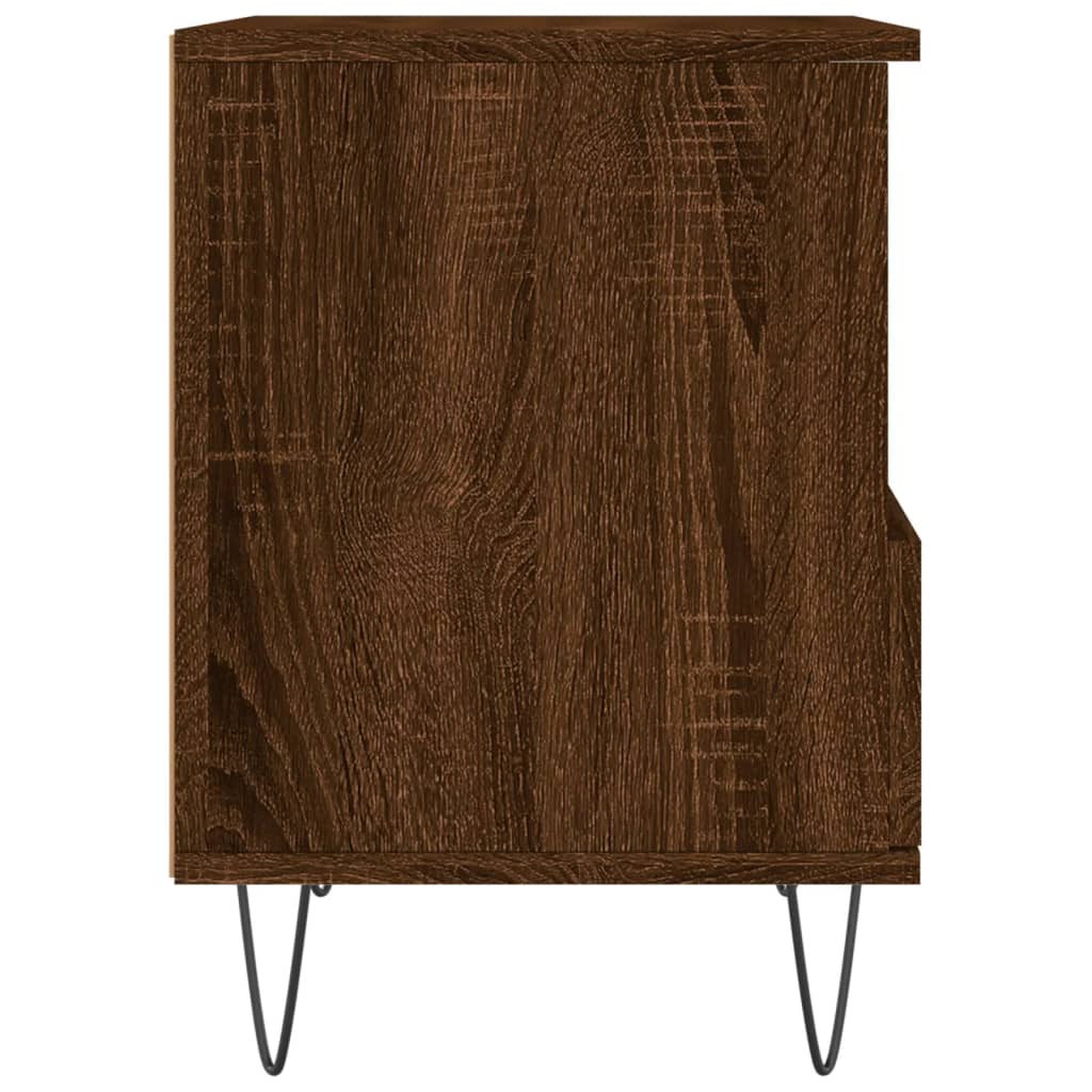 Nattbord 2 stk brun eik 40x35x50 cm konstruert tre