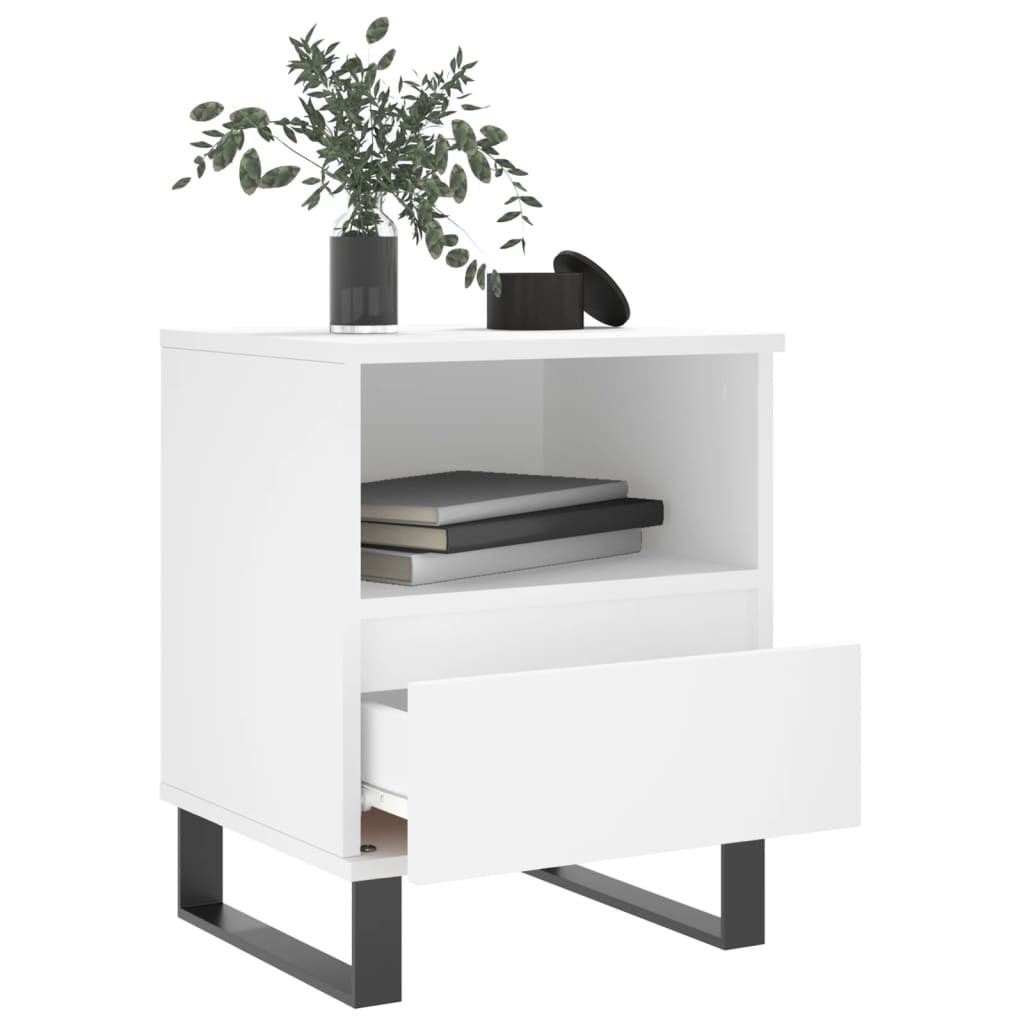 Nattbord 2 stk hvit 40x35x50 cm konstruert tre