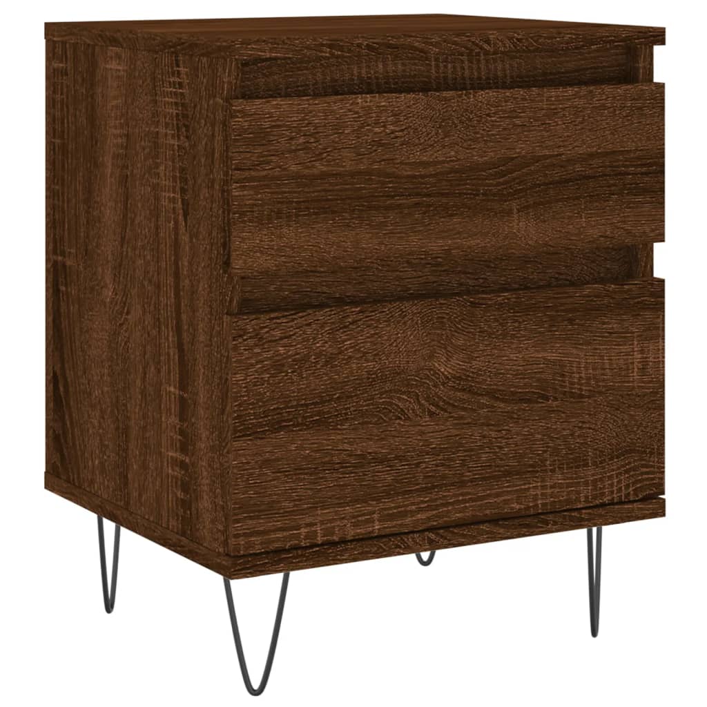 Nattbord 2 stk brun eik 40x35x50 cm konstruert tre