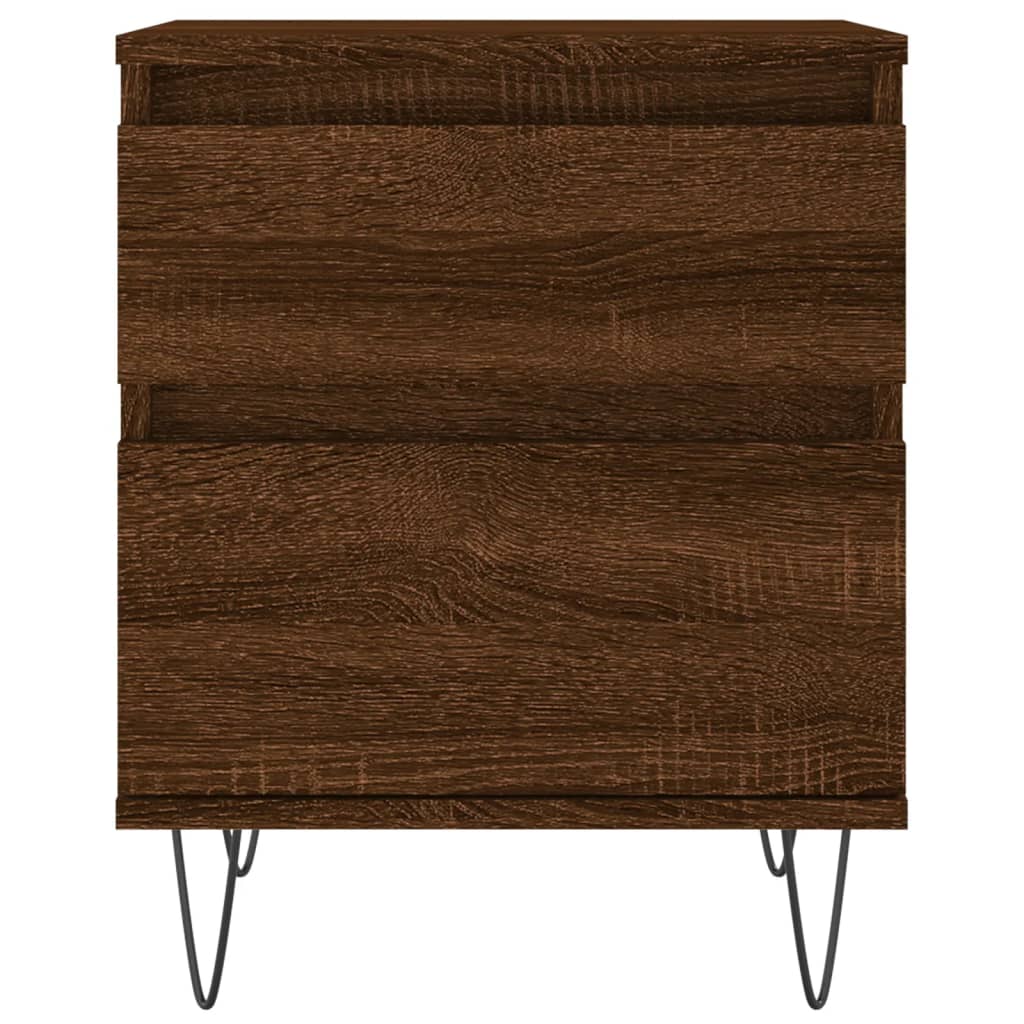 Nattbord 2 stk brun eik 40x35x50 cm konstruert tre