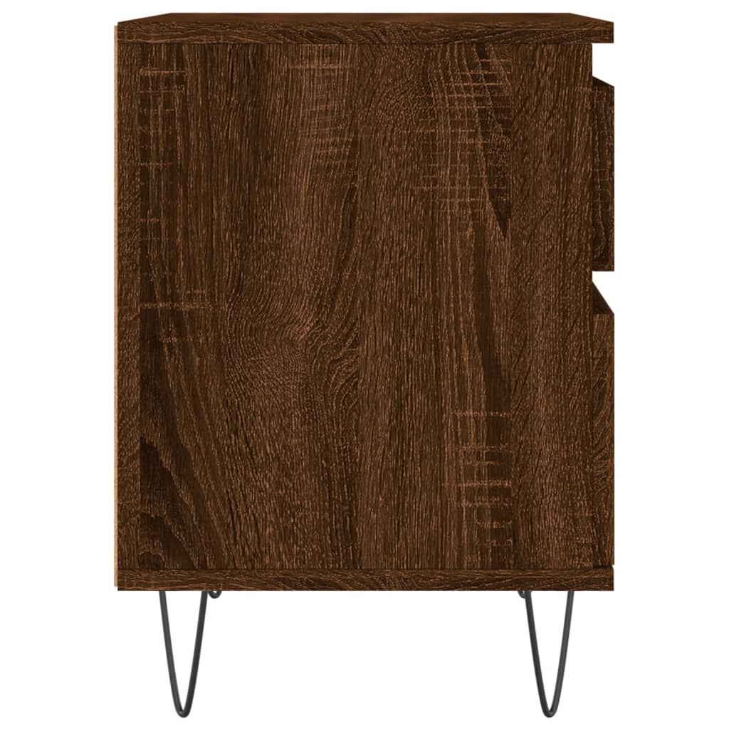 Nattbord 2 stk brun eik 40x35x50 cm konstruert tre