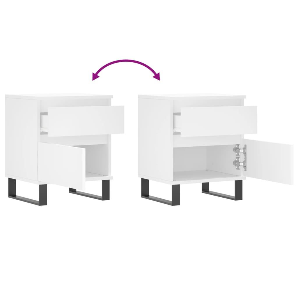 Nattbord 2 stk hvit 40x35x50 cm konstruert tre