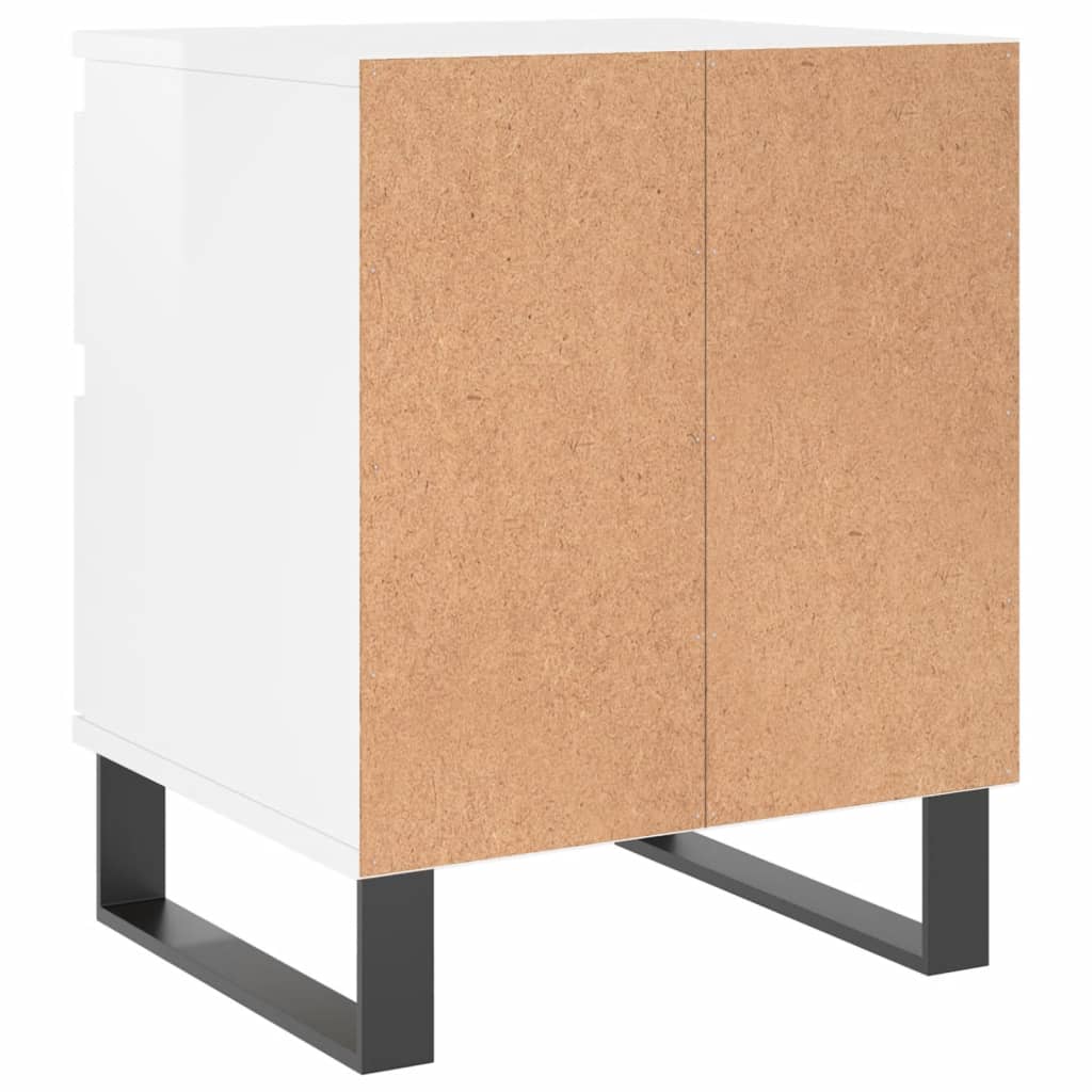 Nattbord 2 stk høyglans hvit 40x35x50 cm konstruert tre
