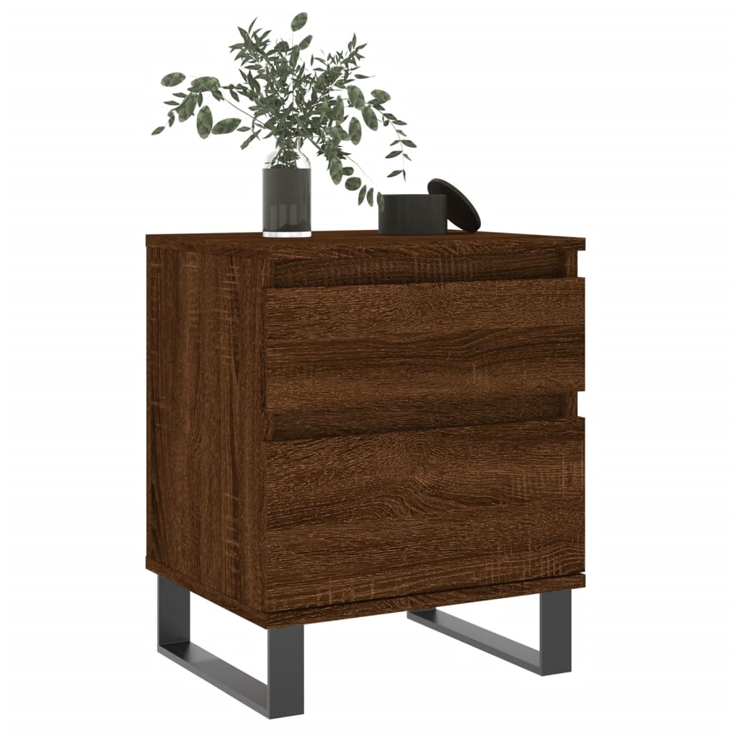 Nattbord 2 stk brun eik 40x35x50 cm konstruert tre
