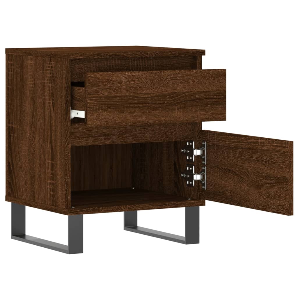 Nattbord 2 stk brun eik 40x35x50 cm konstruert tre