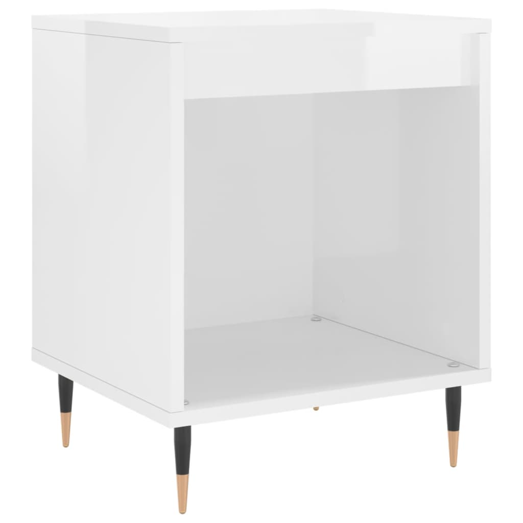 Nattbord 2 stk høyglans hvit 40x35x50 cm konstruert tre