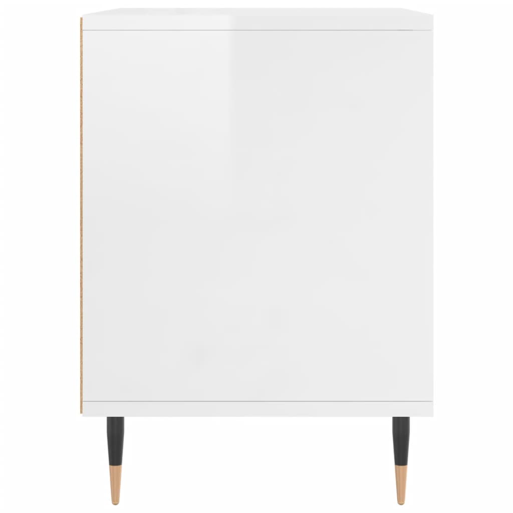Nattbord 2 stk høyglans hvit 40x35x50 cm konstruert tre