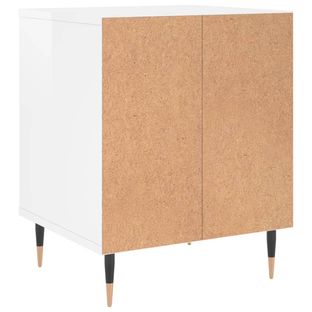 Nattbord 2 stk høyglans hvit 40x35x50 cm konstruert tre