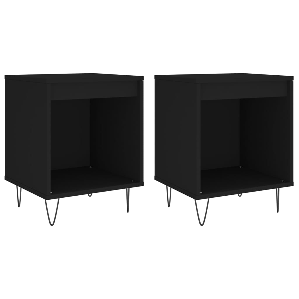 Nattbord 2 stk svart 40x35x50 cm konstruert tre