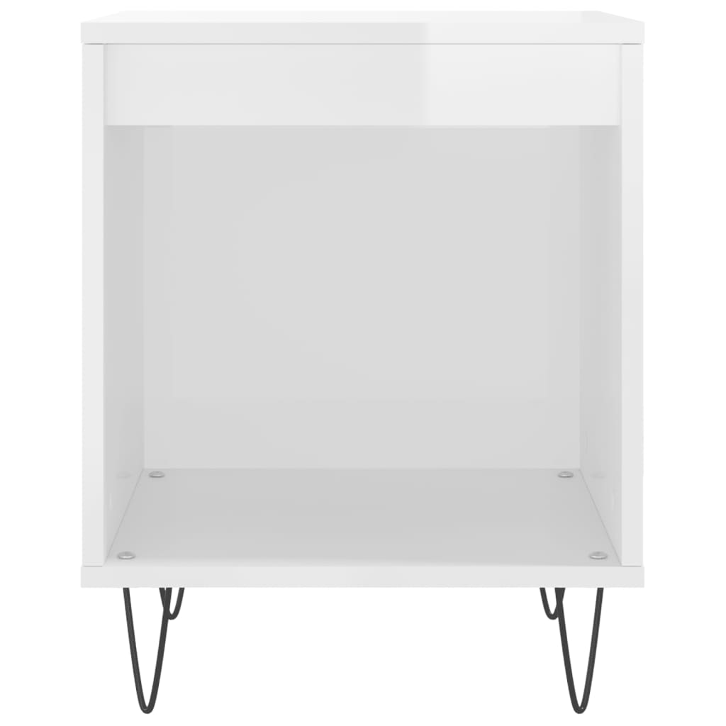 Nattbord 2 stk høyglans hvit 40x35x50 cm konstruert tre
