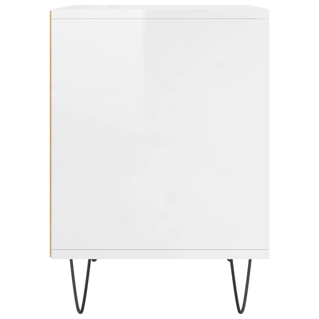 Nattbord 2 stk høyglans hvit 40x35x50 cm konstruert tre