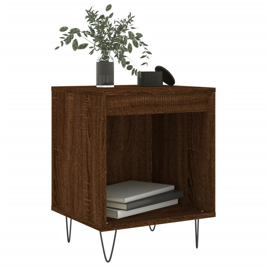 Nattbord 2 stk brun eik 40x35x50 cm konstruert tre