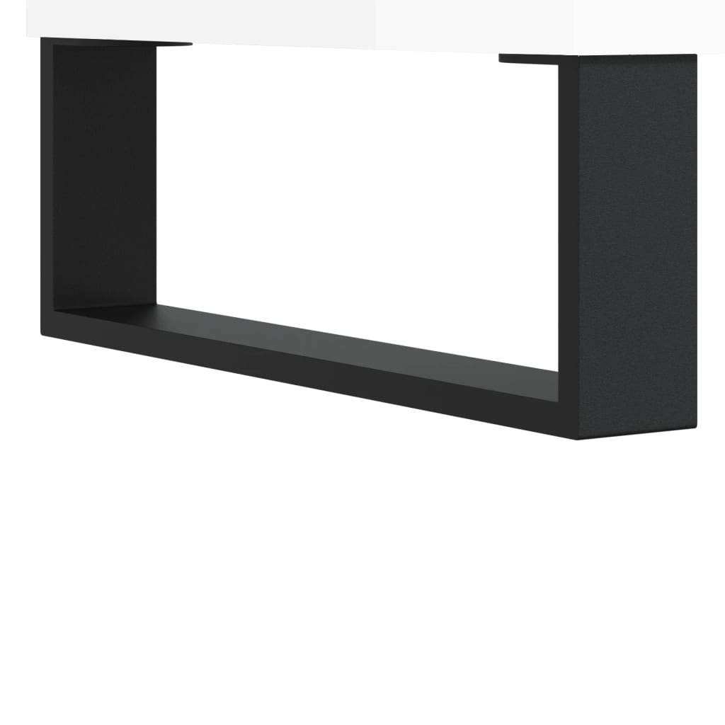Nattbord høyglans hvit 40x35x50 cm konstruert tre
