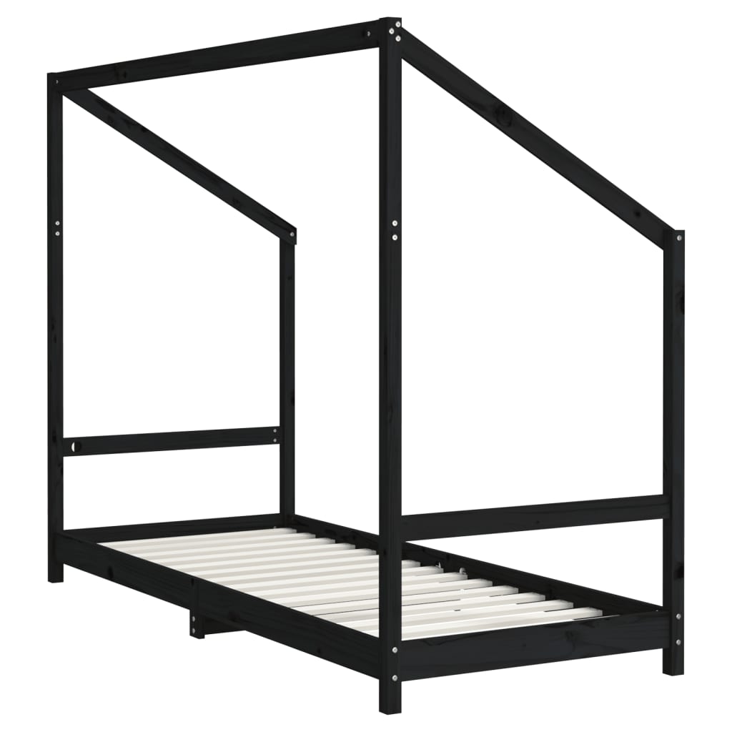 Barnesengeramme svart 80x200 cm heltre furu