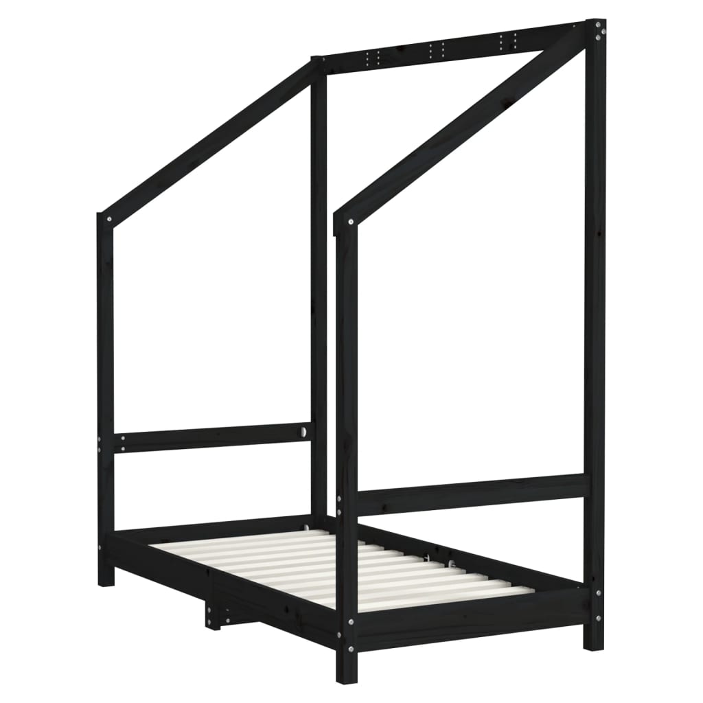 Barnesengeramme svart 70x140 cm heltre furu