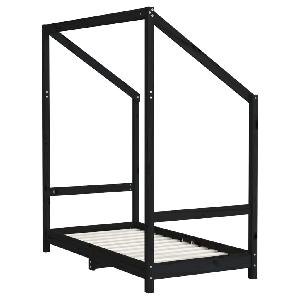 Barnesengeramme svart 70x140 cm heltre furu