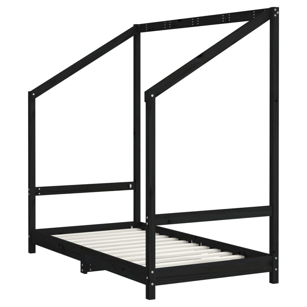 Barnesengeramme svart 80x160 cm heltre furu